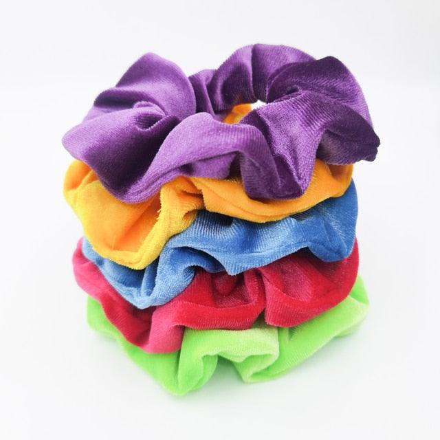 5PCS/Set Velvet Scrunchies Elastic Rubber Hair Bands Women Girls Soft Solid Headbands Ponytail Holder Hair Rope Tie Accessories Ponytail Holder Accessories for Women And Girls