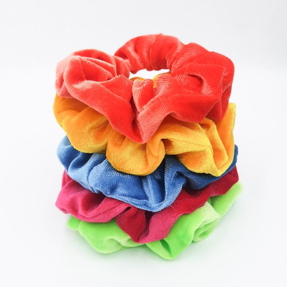 5PCS/Set Velvet Scrunchies Elastic Rubber Hair Bands Women Girls Soft Solid Headbands Ponytail Holder Hair Rope Tie Accessories Ponytail Holder Accessories for Women And Girls