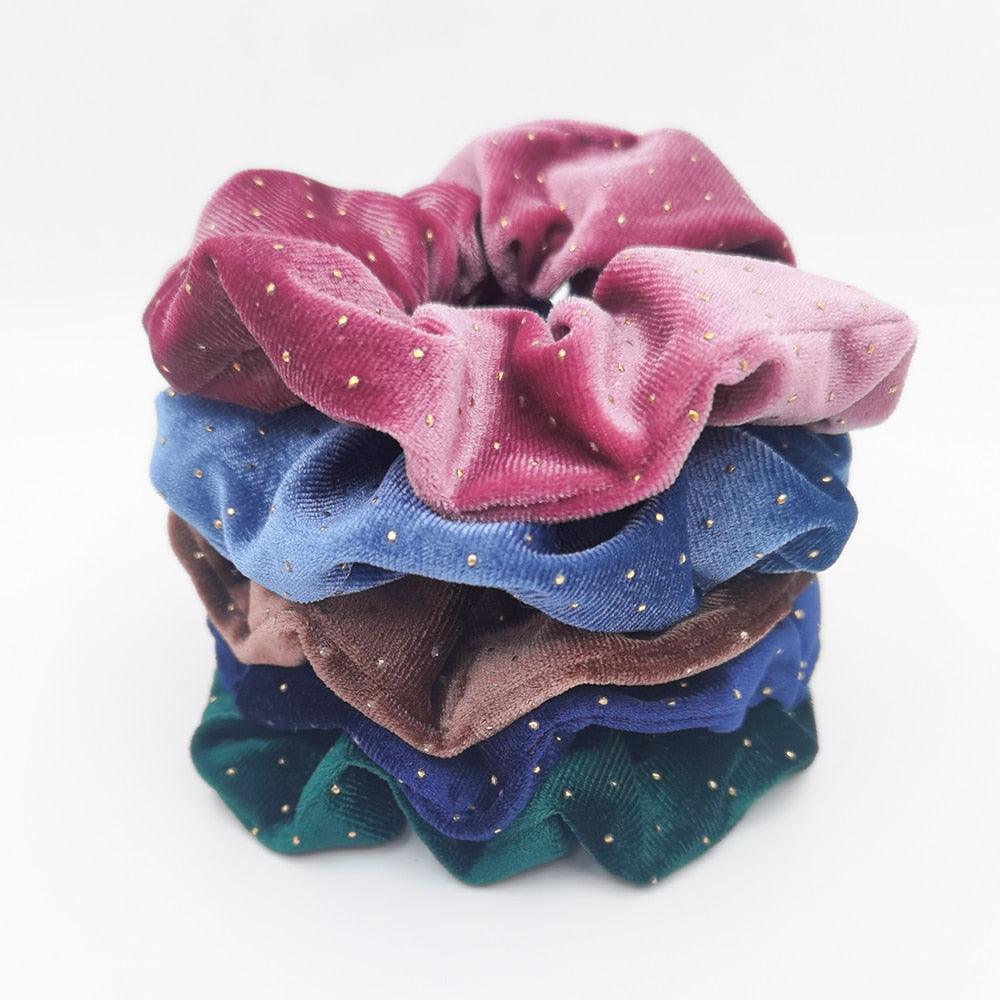 5PCS/Set Velvet Scrunchies Elastic Rubber Hair Bands Women Girls Soft Solid Headbands Ponytail Holder Hair Rope Tie Accessories Ponytail Holder Accessories for Women And Girls