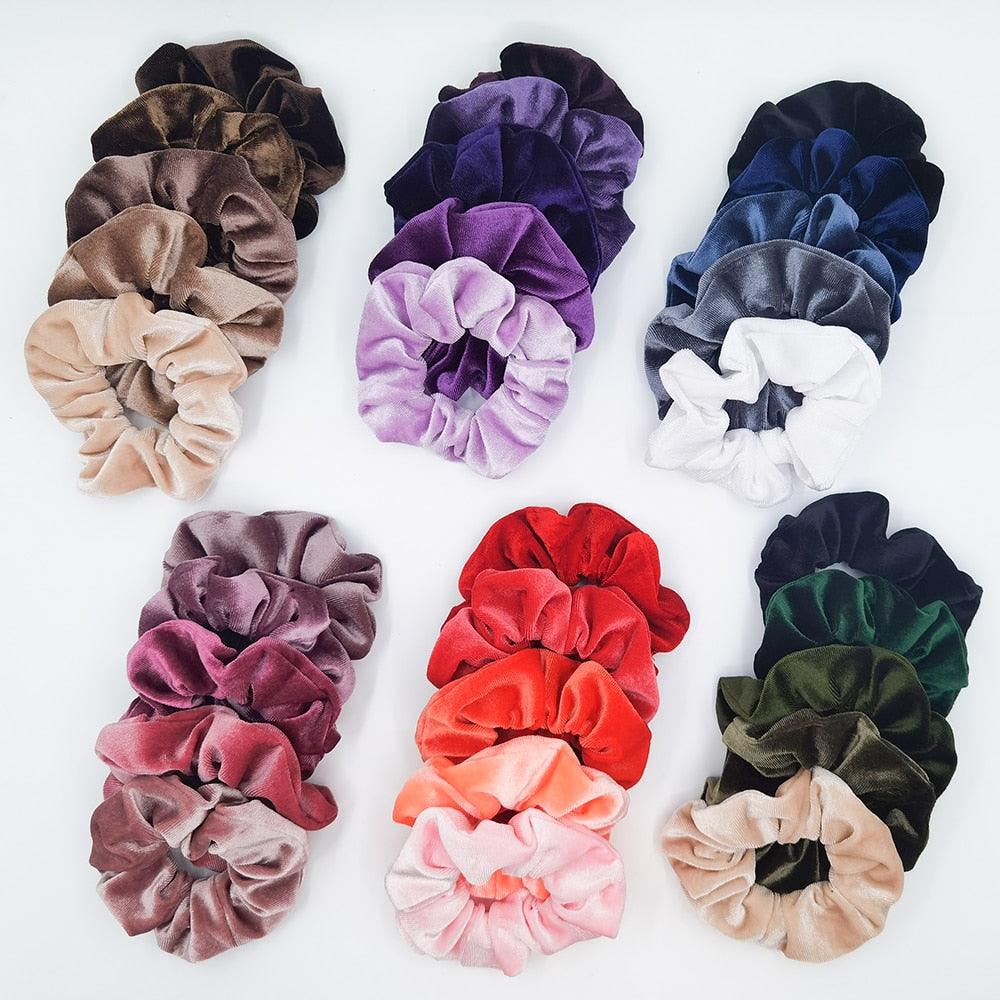 5PCS/Set Velvet Scrunchies Elastic Rubber Hair Bands Women Girls Soft Solid Headbands Ponytail Holder Hair Rope Tie Accessories Ponytail Holder Accessories for Women And Girls