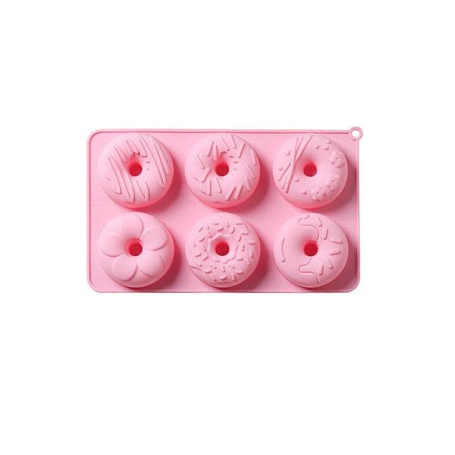 6 Cells Large Size Cake Molds Food Grade Material Donuts Mold Baking Tools For Biscuit Dessert Chocolate Mould Silicone Baking Mold Just Pop Out Non-Stick Doughnuts Baking Molds