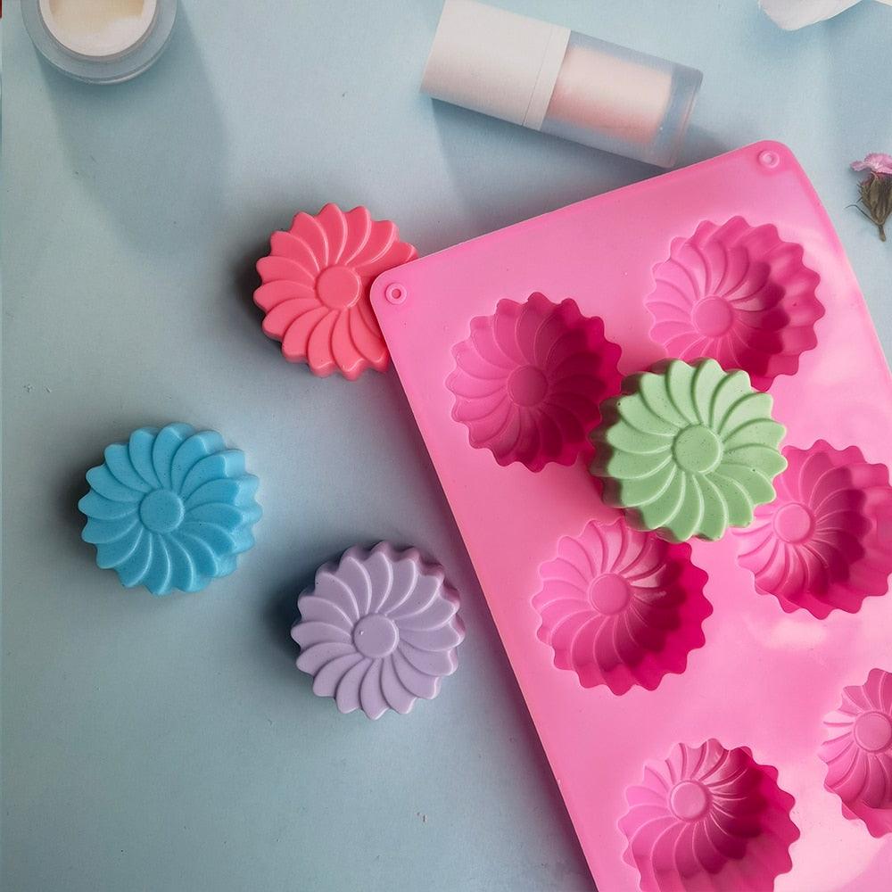 6 Holes Flower Shaped Silicone Mold Sunflower Flower Form Fondant Molds Handmade Soap Baking Crafts Cake Mould Decoration Tools Silicone Flower Shape Soap Molds - ALLURELATION - 544, Baking Cup, Baking Mold, Baking Tools, Best Selling Molds, Cavity Mold, Chocolate Mold, Cookie Molds, Cupcake, Decoration Molds, Decoration Tool, Donut Molds, Fondant Mold, Food Decoration, Kitchen Accessories, Kitchen Baking Mold, Latest Molds, Molds, Moulds, No Peculiar Smell, Silicone Molds - Stevvex.com