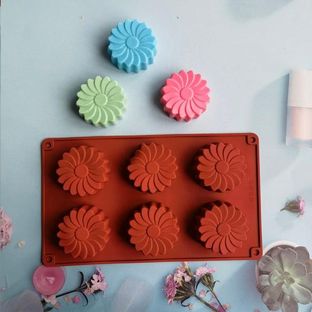 6 Holes Flower Shaped Silicone Mold Sunflower Flower Form Fondant Molds Handmade Soap Baking Crafts Cake Mould Decoration Tools Silicone Flower Shape Soap Molds - ALLURELATION - 544, Baking Cup, Baking Mold, Baking Tools, Best Selling Molds, Cavity Mold, Chocolate Mold, Cookie Molds, Cupcake, Decoration Molds, Decoration Tool, Donut Molds, Fondant Mold, Food Decoration, Kitchen Accessories, Kitchen Baking Mold, Latest Molds, Molds, Moulds, No Peculiar Smell, Silicone Molds - Stevvex.com