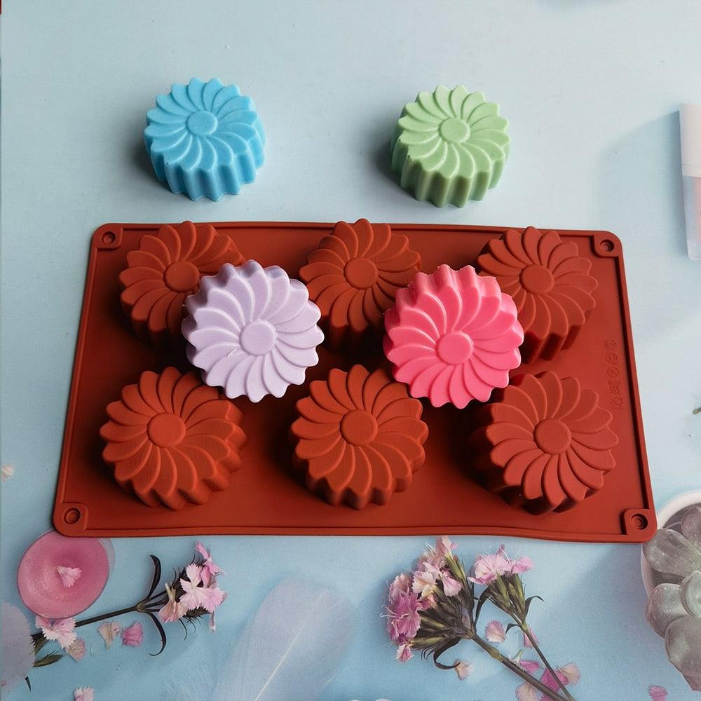 6 Holes Flower Shaped Silicone Mold Sunflower Flower Form Fondant Molds Handmade Soap Baking Crafts Cake Mould Decoration Tools Silicone Flower Shape Soap Molds - ALLURELATION - 544, Baking Cup, Baking Mold, Baking Tools, Best Selling Molds, Cavity Mold, Chocolate Mold, Cookie Molds, Cupcake, Decoration Molds, Decoration Tool, Donut Molds, Fondant Mold, Food Decoration, Kitchen Accessories, Kitchen Baking Mold, Latest Molds, Molds, Moulds, No Peculiar Smell, Silicone Molds - Stevvex.com