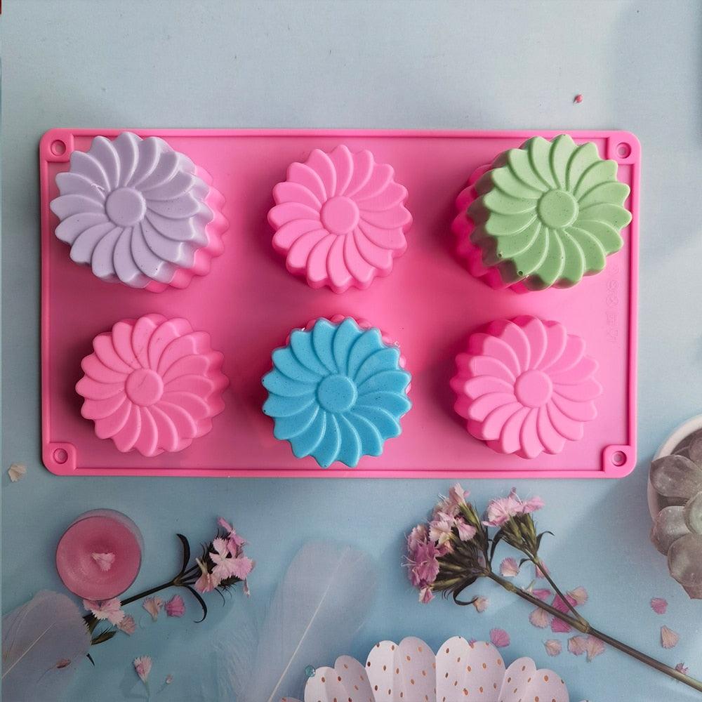 6 Holes Flower Shaped Silicone Mold Sunflower Flower Form Fondant Molds Handmade Soap Baking Crafts Cake Mould Decoration Tools Silicone Flower Shape Soap Molds - ALLURELATION - 544, Baking Cup, Baking Mold, Baking Tools, Best Selling Molds, Cavity Mold, Chocolate Mold, Cookie Molds, Cupcake, Decoration Molds, Decoration Tool, Donut Molds, Fondant Mold, Food Decoration, Kitchen Accessories, Kitchen Baking Mold, Latest Molds, Molds, Moulds, No Peculiar Smell, Silicone Molds - Stevvex.com