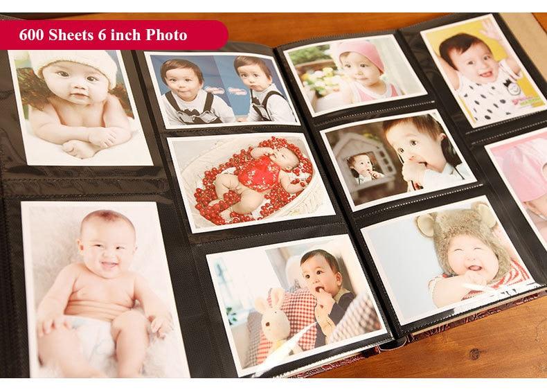 600 Sheets 6-inch Photo Interstitial Photo Album Retro PU leather Foto Albums Scrapbook Photo Albums Birthday Gift Family Scrapbook Albums Family Anniversary Gift For Couple