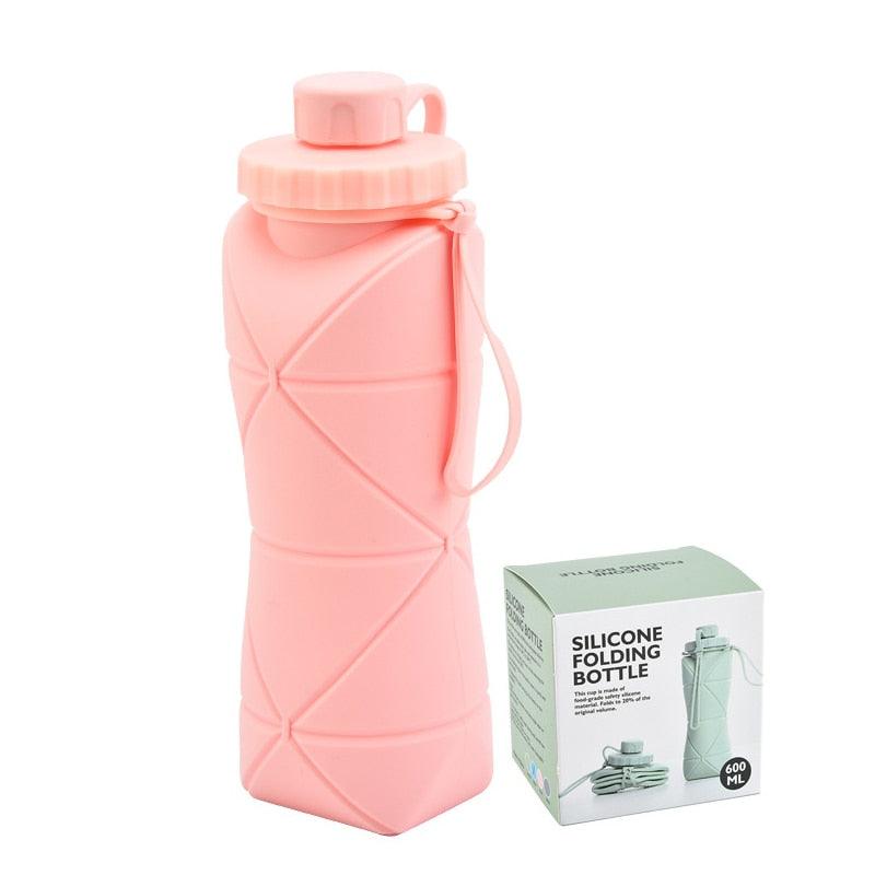 600ml Folding Silicone Water Bottle Large Capacity Lightweight Sports Water Bottle Outdoor Travel Portable Water Cup Collapsible Water Bottle Silicone Foldable Water Bottles For Travel Easy-To-Carry Design