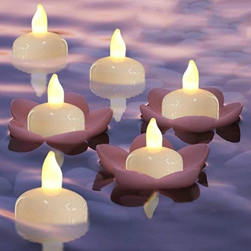 6/12PCS Floating Candle Lights LED Floating Candles Flameless Tea Lights Warm Yellow Battery Operated Waterproof Decoration for Wedding Thanksgiving Christmas Waterproof Flameless on Water Candles LED Tea Light Wedding Party Decorative