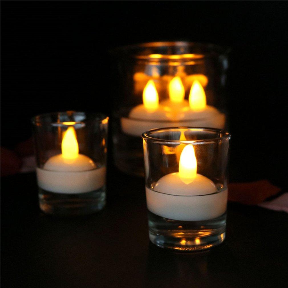 6/12PCS Floating Candle Lights LED Floating Candles Flameless Tea Lights Warm Yellow Battery Operated Waterproof Decoration for Wedding Thanksgiving Christmas Waterproof Flameless on Water Candles LED Tea Light Wedding Party Decorative