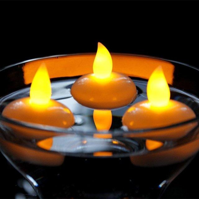 6/12PCS Floating Candle Lights LED Floating Candles Flameless Tea Lights Warm Yellow Battery Operated Waterproof Decoration for Wedding Thanksgiving Christmas Waterproof Flameless on Water Candles LED Tea Light Wedding Party Decorative