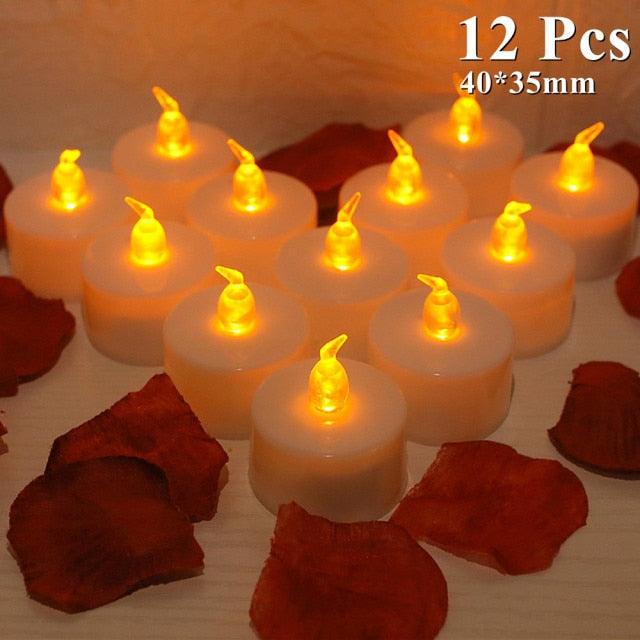 6/24Pcs Flameless LED Candles Electric Fake Candle Battery Operated LED Tea Lights in Warm White for Wedding Table Festival Celebration Halloween Tea Light Creative Lamp Battery Powered Home Wedding Birthday Party Decoration Lighting