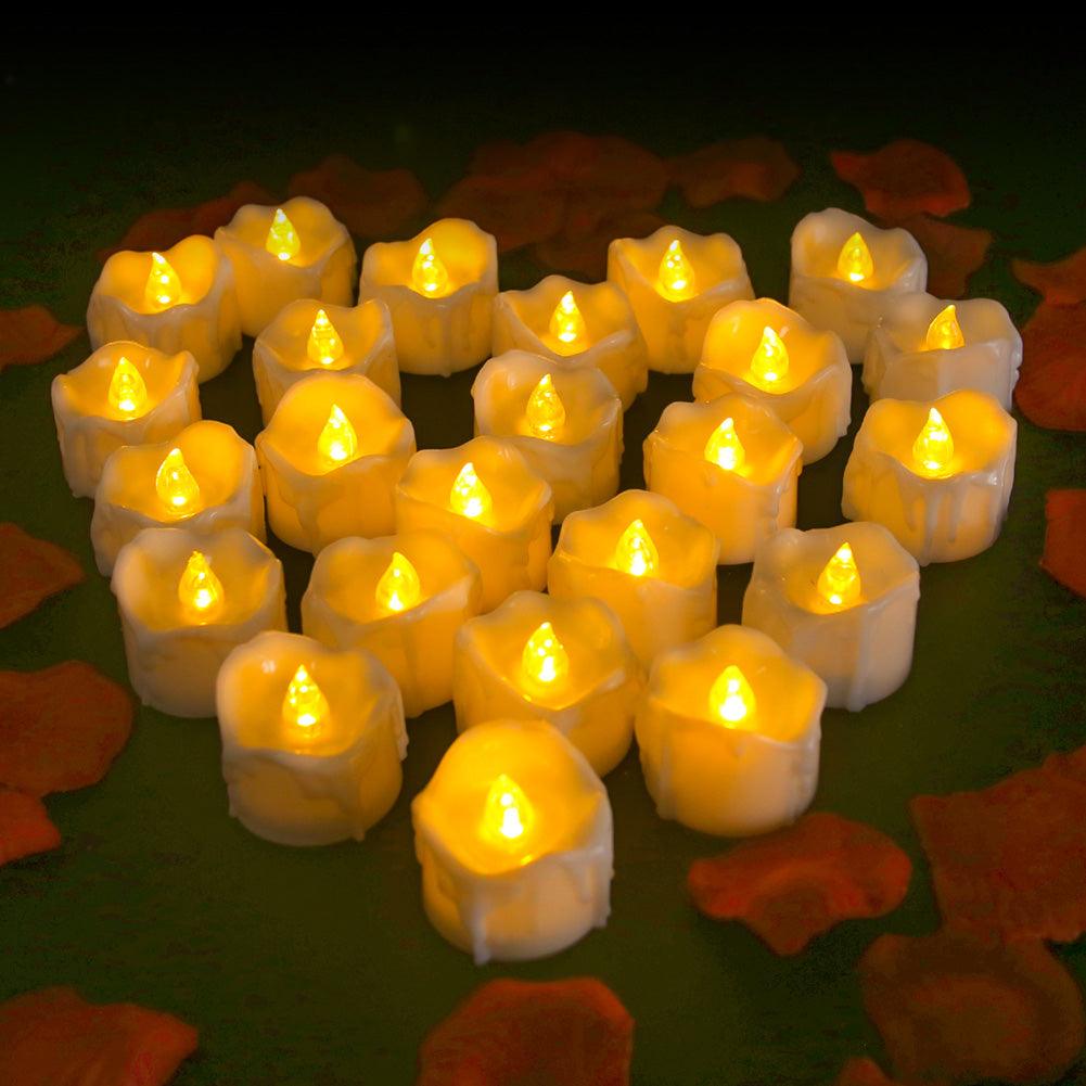 6/24Pcs Flameless LED Candles Electric Fake Candle Battery Operated LED Tea Lights in Warm White for Wedding Table Festival Celebration Halloween Tea Light Creative Lamp Battery Powered Home Wedding Birthday Party Decoration Lighting