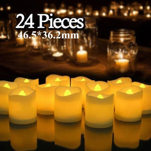 6/24Pcs Flameless LED Candles Electric Fake Candle Battery Operated LED Tea Lights in Warm White for Wedding Table Festival Celebration Halloween Tea Light Creative Lamp Battery Powered Home Wedding Birthday Party Decoration Lighting