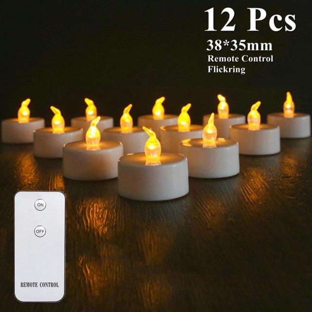 6/24Pcs Flameless LED Candles Electric Fake Candle Battery Operated LED Tea Lights in Warm White for Wedding Table Festival Celebration Halloween Tea Light Creative Lamp Battery Powered Home Wedding Birthday Party Decoration Lighting