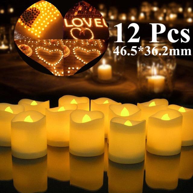 6/24Pcs Flameless LED Candles Electric Fake Candle Battery Operated LED Tea Lights in Warm White for Wedding Table Festival Celebration Halloween Tea Light Creative Lamp Battery Powered Home Wedding Birthday Party Decoration Lighting