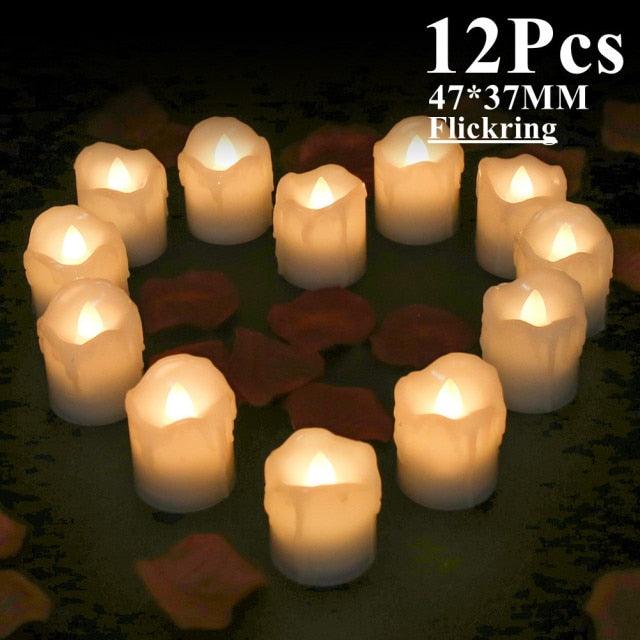 6/24Pcs Flameless LED Candles Electric Fake Candle Battery Operated LED Tea Lights in Warm White for Wedding Table Festival Celebration Halloween Tea Light Creative Lamp Battery Powered Home Wedding Birthday Party Decoration Lighting