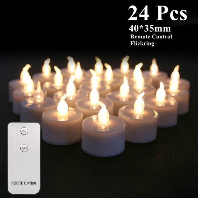 6/24Pcs Flameless LED Candles Electric Fake Candle Battery Operated LED Tea Lights in Warm White for Wedding Table Festival Celebration Halloween Tea Light Creative Lamp Battery Powered Home Wedding Birthday Party Decoration Lighting