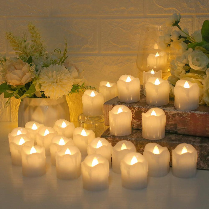 6/24Pcs Flameless LED Candles Electric Fake Candle Battery Operated LED Tea Lights in Warm White for Wedding Table Festival Celebration Halloween Tea Light Creative Lamp Battery Powered Home Wedding Birthday Party Decoration Lighting