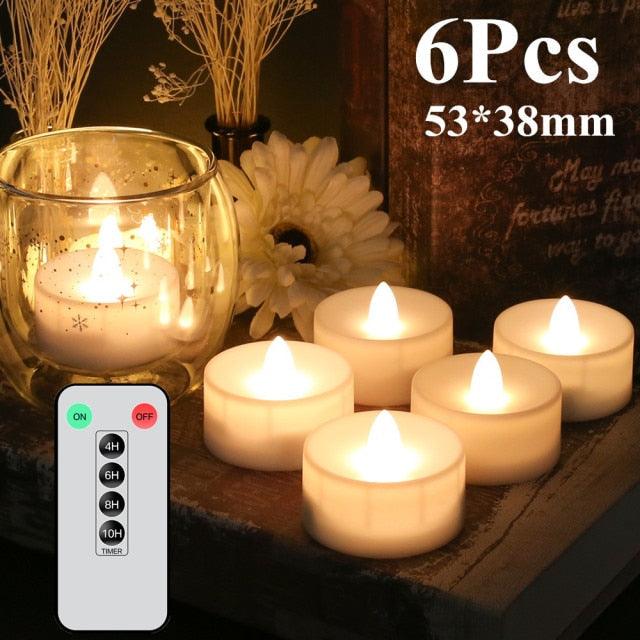 6/24Pcs Flameless LED Candles Electric Fake Candle Battery Operated LED Tea Lights in Warm White for Wedding Table Festival Celebration Halloween Tea Light Creative Lamp Battery Powered Home Wedding Birthday Party Decoration Lighting