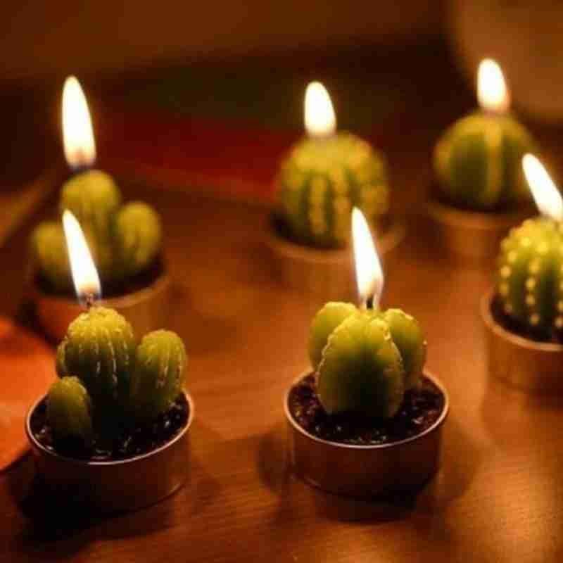 6Pcs Cactus Candle Cube Candle Simulated Plant Set Paraffin Scented 3D Candle Delicate Succulent Cactus Candles for Valentine's Day Birthday Party Wedding Spa Home Decoration Gifts Home Candle Tea Light Background Props Decor