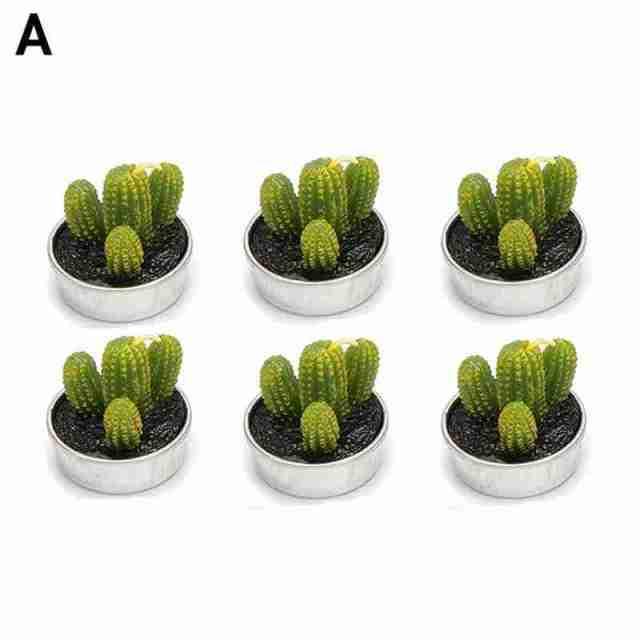 6Pcs Cactus Candle Cube Candle Simulated Plant Set Paraffin Scented 3D Candle Delicate Succulent Cactus Candles for Valentine's Day Birthday Party Wedding Spa Home Decoration Gifts Home Candle Tea Light Background Props Decor