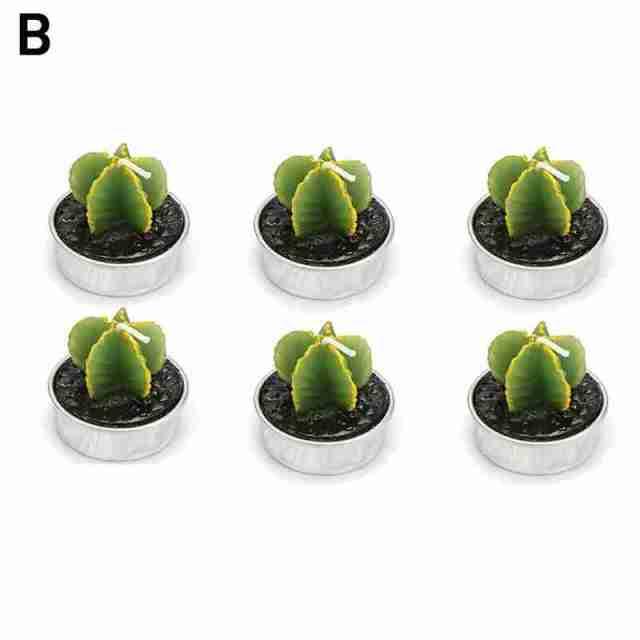 6Pcs Cactus Candle Cube Candle Simulated Plant Set Paraffin Scented 3D Candle Delicate Succulent Cactus Candles for Valentine's Day Birthday Party Wedding Spa Home Decoration Gifts Home Candle Tea Light Background Props Decor