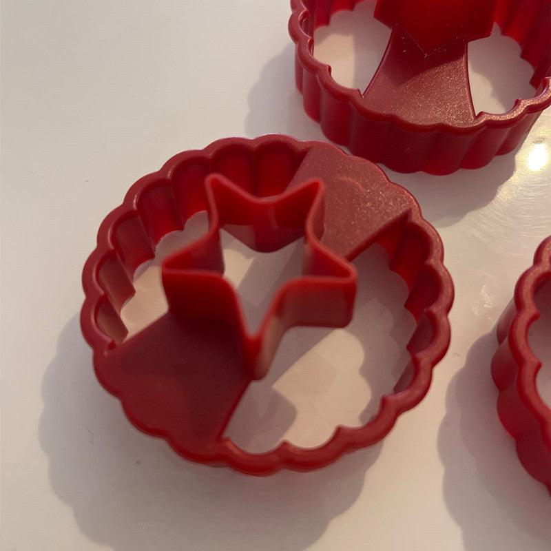 6Pcs Cookie Cake Cutter Decorating Fondant Cutters Tool Cookie Cutters Round Multifunctional Fudge Pastry Baking Mold Star Cookie Cutter Heart Center