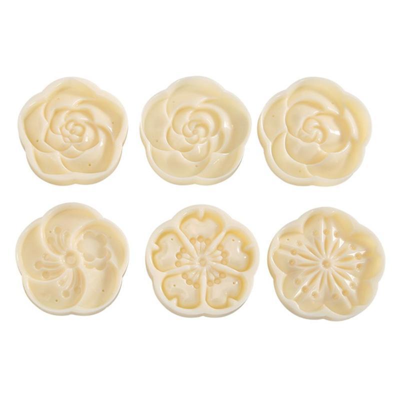 6pcs/set Flower Shaped Mooncake Mold Cake Mold Hand Pressure Fondant Moon Cake Decorating Tools Cookie Cutter Baking Tool Moon Cake Mold With 6 Stamps Flowers Design Hand Pressure Fondant Decoration Cookie Cutter