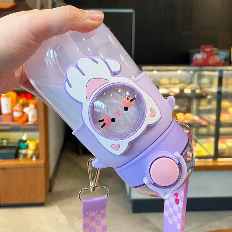 700ml Kids Water Bottle for School Boys Girl Cup With Straw BPA Free Cute Cartoon Leakproof Mug Portable Travel Drinking Water Bottle with Strap and Stickers Portable Leakproof BPA-Free Drinking Bottle for Girls School Outdoor Sports Travel