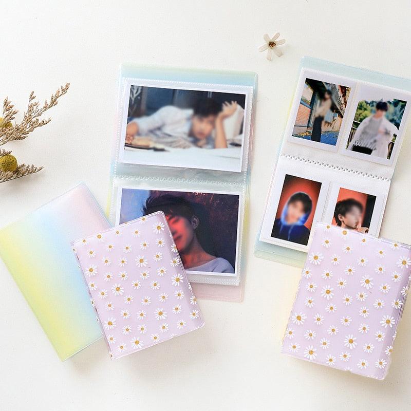 72 Pockets Book Album for PVC 3/4/5/6 Inch Album Daisy Printing 3 inch Photo paper Mini Films Transparent Photo Album Book Gifts For Friends And Coin Collectors