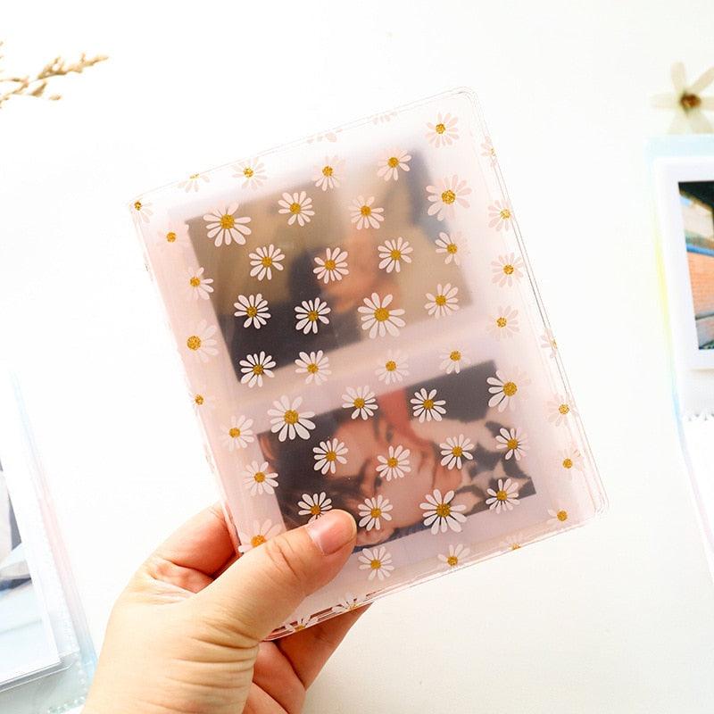 72 Pockets Book Album for PVC 3/4/5/6 Inch Album Daisy Printing 3 inch Photo paper Mini Films Transparent Photo Album Book Gifts For Friends And Coin Collectors