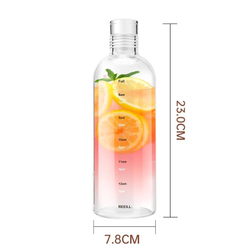 750ml Large Capacity Glass Water Bottle With Time Marker Cover For Water Drink Transparent Milk Juice Simple Cup Birthday Gift Sport Grey Glass Bottle Glass Bottle with Hourly Time Marker Leak Proof Reusable Water Bottle