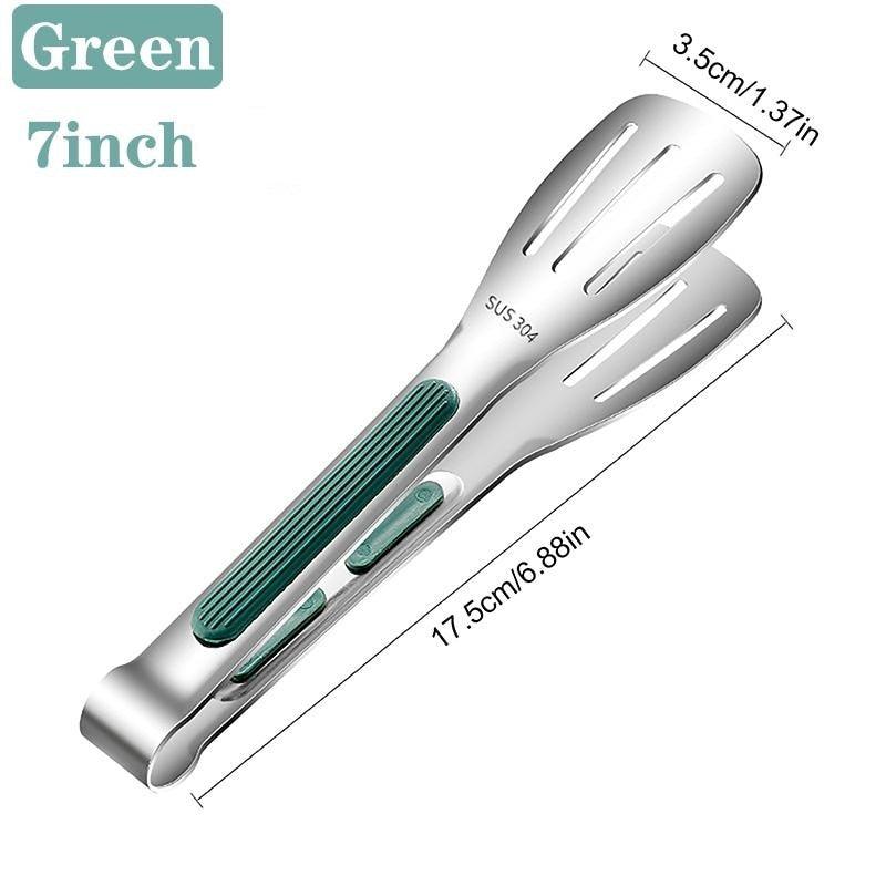 7/9/12inch 304 Stainless Steel Kitchen Tongs BBQ Clamp Grill Cooking Clamp Silicone Food Tong Kitchen Accessories Food Tong BBQ Grill Steak BBQ Clip Cooking Tools Stainless Steel Convenient Non-Stick Barbecue Tong