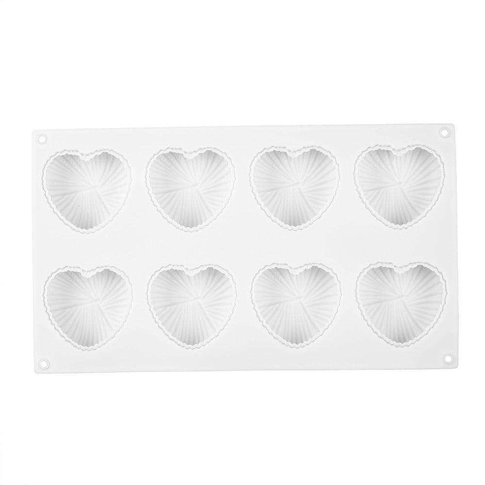 8 Cavities Silicone Cake Mold Nonstick Heat Resistant Reusable Baking Tools Birthday Christmas Bakeware Mini Heart Mould Silicone Mold For Chocolate 8 Cavities 3D Heart Molds For Chocolate Cake Mold Tray