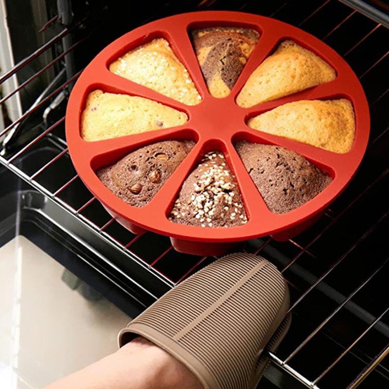 8 Cavity Silicone Cake Mold Baking Pastry Scone Pans Tools Cake Mould Oven Bread Pizza Bakeware Cake Mould Baking Molds Triangle Silicone Cake Mold Soap Mould Pizza Slices Scone Baking