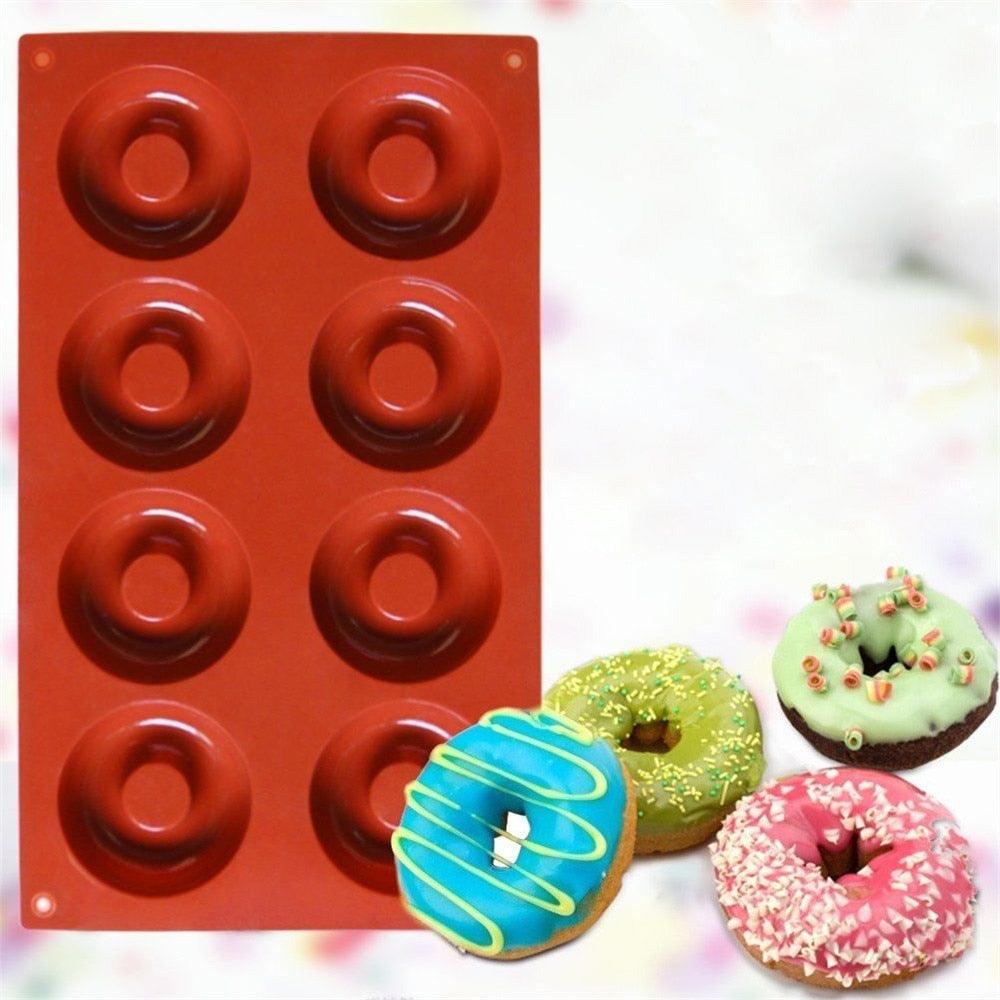 8 Holes Donut Silicone Cupcake Baking Mold Cake Pans Biscuit Cookie Doughnut Molds Doughnut Mould Chocolate Molds Cavity Silicone Mini Donut Pan Muffin Cups Cake Baking Biscuit Mold