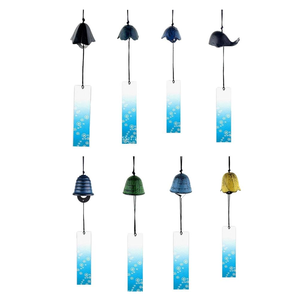 8Pieces Traditional Japanese Furin Temple Wind Chime Nambu Cast Iron Iwachu Bells  Iron Bell Wind Chimes Patio Garden Yard Home Room Decoration Celebrations