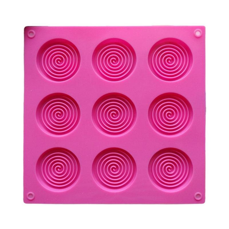 9 Holes 3D Chocolate Mold Big Textured Fondant Silicone Insert Mould Cookie Cake Mold Decoration Cake Chocolate Tools Shape Silicone Round Mold Cake Decorating Tools