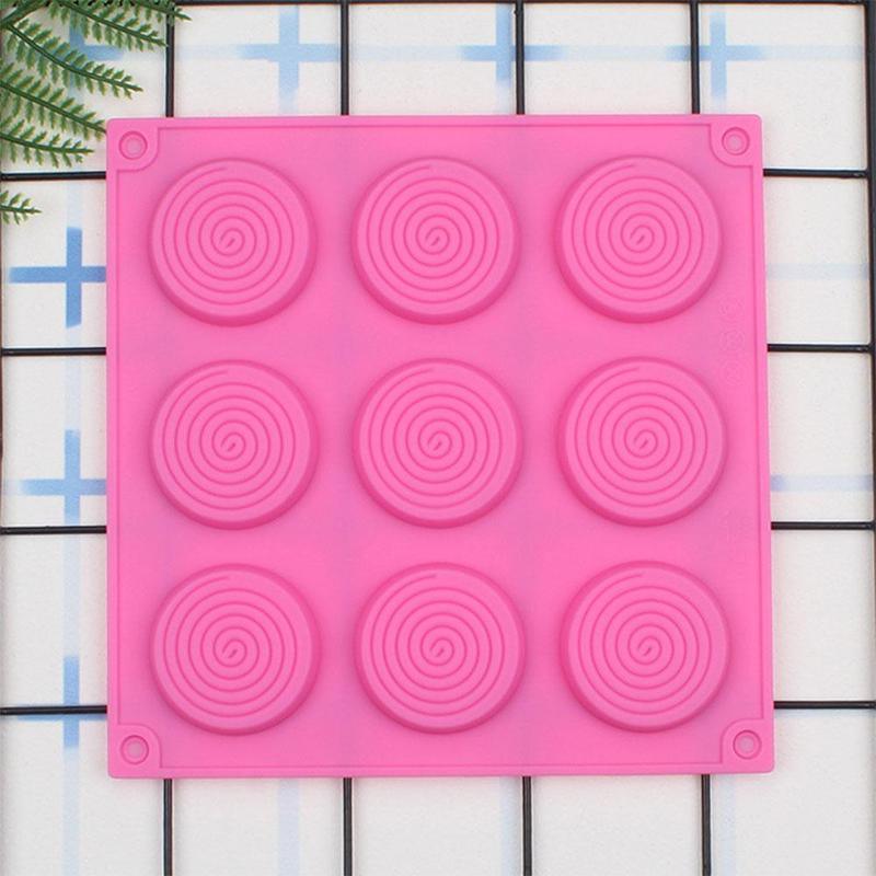 9 Holes 3D Chocolate Mold Big Textured Fondant Silicone Insert Mould Cookie Cake Mold Decoration Cake Chocolate Tools Shape Silicone Round Mold Cake Decorating Tools