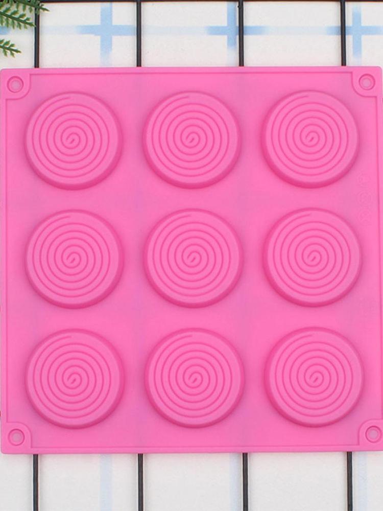 9 Holes 3D Chocolate Mold Big Textured Fondant Silicone Insert Mould Cookie Cake Mold Decoration Cake Chocolate Tools Shape Silicone Round Mold Cake Decorating Tools