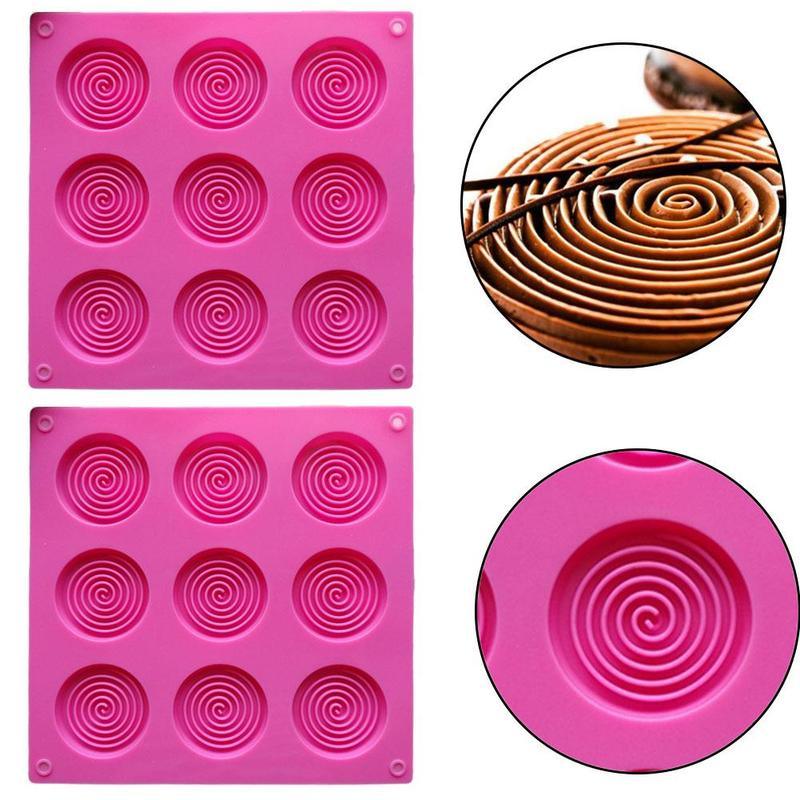 9 Holes 3D Chocolate Mold Big Textured Fondant Silicone Insert Mould Cookie Cake Mold Decoration Cake Chocolate Tools Shape Silicone Round Mold Cake Decorating Tools