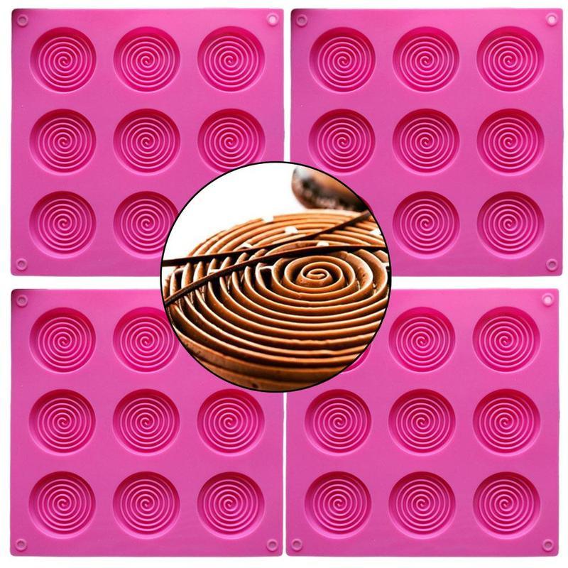 9 Holes 3D Chocolate Mold Big Textured Fondant Silicone Insert Mould Cookie Cake Mold Decoration Cake Chocolate Tools Shape Silicone Round Mold Cake Decorating Tools