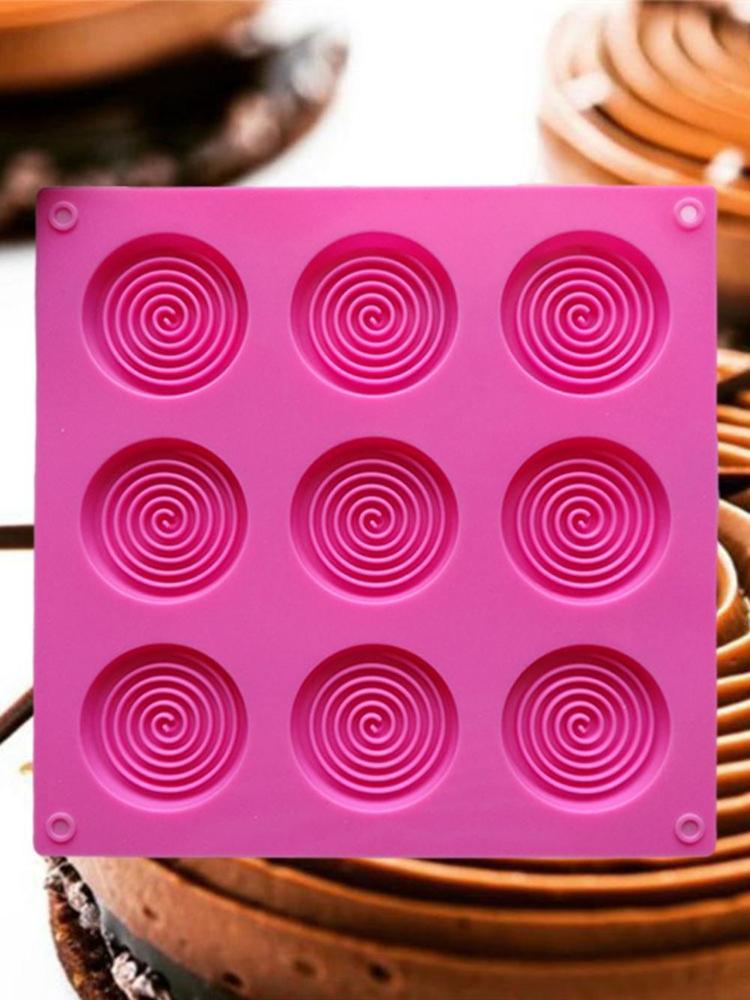 9 Holes 3D Chocolate Mold Big Textured Fondant Silicone Insert Mould Cookie Cake Mold Decoration Cake Chocolate Tools Shape Silicone Round Mold Cake Decorating Tools