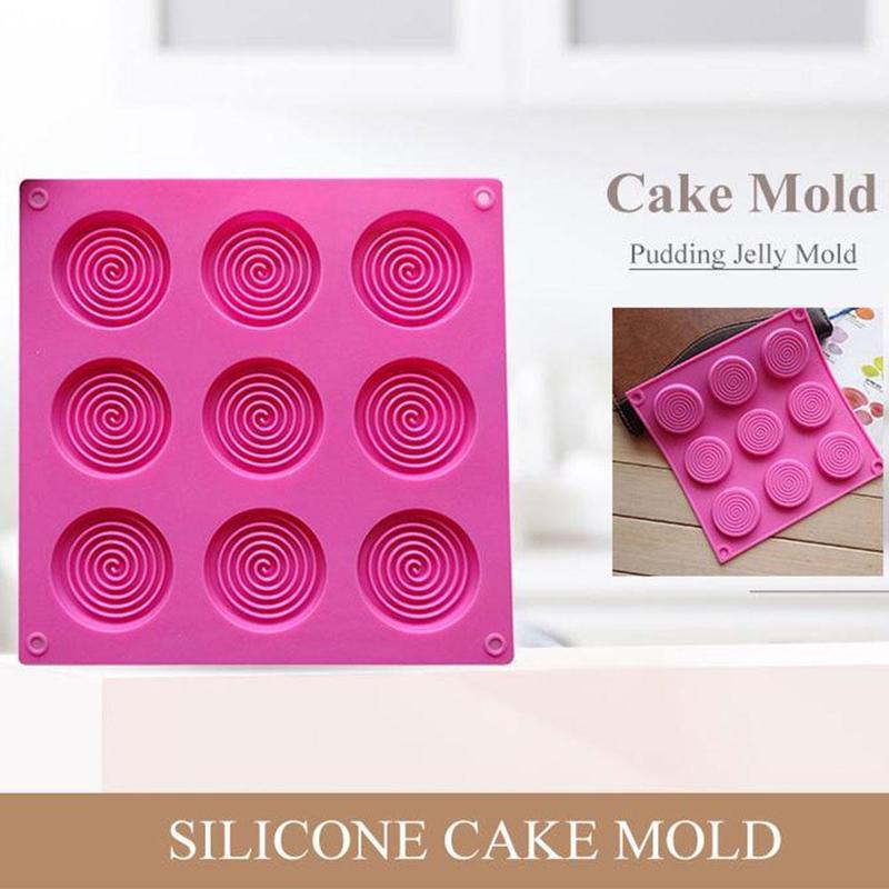 9 Holes 3D Chocolate Mold Big Textured Fondant Silicone Insert Mould Cookie Cake Mold Decoration Cake Chocolate Tools Shape Silicone Round Mold Cake Decorating Tools