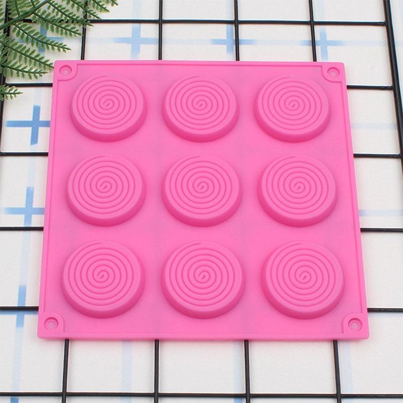 9 Holes 3D Chocolate Mold Big Textured Fondant Silicone Insert Mould Cookie Cake Mold Decoration Cake Chocolate Tools Shape Silicone Round Mold Cake Decorating Tools