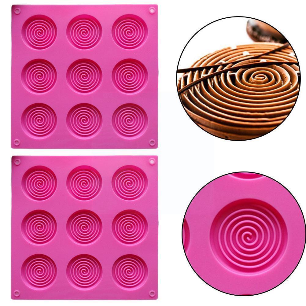 9 Holes 3D Chocolate Mold Big Textured Fondant Silicone Insert Mould Cookie Cake Mold Decoration Cake Chocolate Tools Shape Silicone Round Mold Cake Decorating Tools