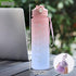 900ML Girl  Water Bottle Large Capacity Straw Cup Motivational Sports Water Bottles Time Marker Leak-proof  Fitness Drinking Large Capacity Water Bottle with Straw Time Scale Reminder Leakproof Gradient Space Cup for Outdoor Sports Fitness For Sports