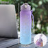 900ML Girl  Water Bottle Large Capacity Straw Cup Motivational Sports Water Bottles Time Marker Leak-proof  Fitness Drinking Large Capacity Water Bottle with Straw Time Scale Reminder Leakproof Gradient Space Cup for Outdoor Sports Fitness For Sports