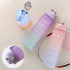 900ML Girl  Water Bottle Large Capacity Straw Cup Motivational Sports Water Bottles Time Marker Leak-proof  Fitness Drinking Large Capacity Water Bottle with Straw Time Scale Reminder Leakproof Gradient Space Cup for Outdoor Sports Fitness For Sports