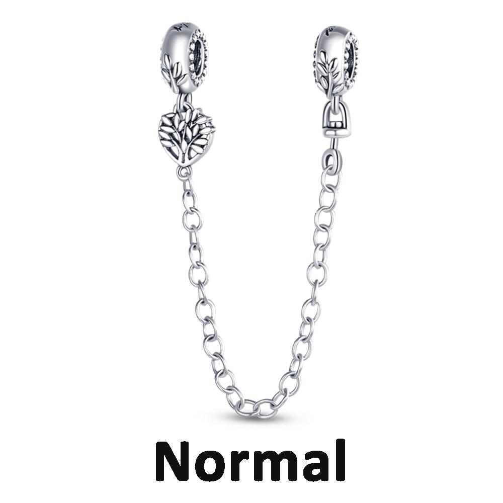 925 Sterling Silver Clear Pave Clip Charm Safety Chain Zircon Beads Fit Original Bracelets Women Jewelry Making Bead Charm Jewelry for Charms Bracelets for Women